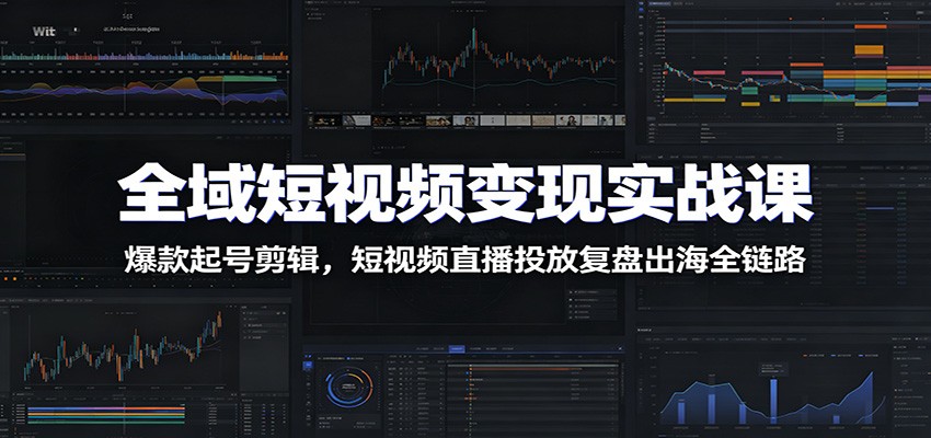全域短视频变现实战课:爆款起号剪辑,短视频直播投放复盘出海全链路-源创文化