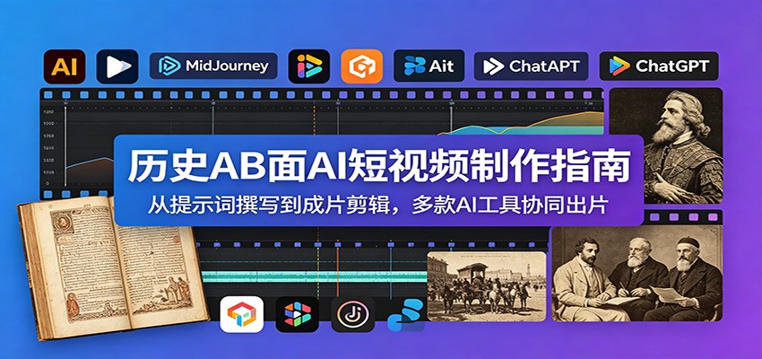 历史AB面AI短视频制作指南:从提示词撰写到成片剪辑,多款AI工具协同出片-源创文化