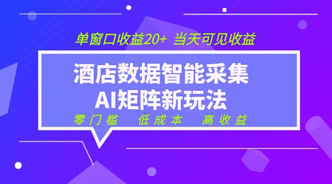 2026酒店数据采集ai智能矩阵新风口  低成本   高收益   当天见收益   单窗口20+-源创文化
