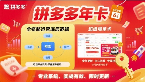 拼多多年卡，拼多多全链路运营底层逻辑，超级爆单术【更新26年6月】-源创文化