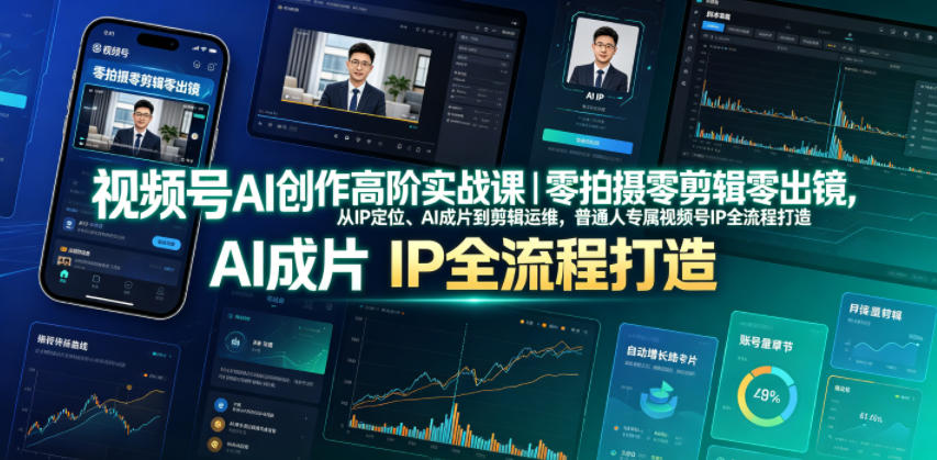 视频号AI创作高阶实战课｜零拍摄零剪辑零出镜，从IP定位、AI成片到剪辑运维，普通人专属视频号IP全流程打造-源创文化