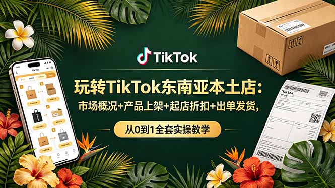 玩转TikTok东南亚本土店：市场概况+产品上架+起店折扣+出单发货，从0到1全套实操教学-源创文化