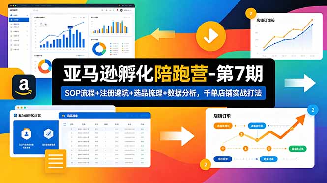 亚马逊孵化陪跑营-第7期：SOP流程+注册避坑+选品梳理+数据分析，千单店铺实战打法(更新0625-源创文化
