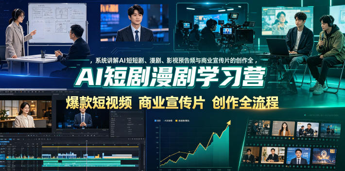 AI短剧漫剧学习营，系统讲解AI短剧、漫剧、影视预告片、爆款短视频与商业宣传片的创作全流程-源创文化