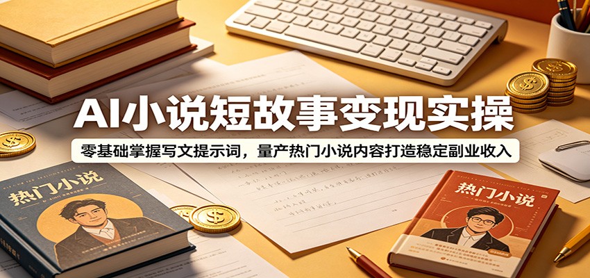 AI小说短故事变现实操：零基础掌握写文提示词，量产热门小说内容打造稳定副业收入-源创文化