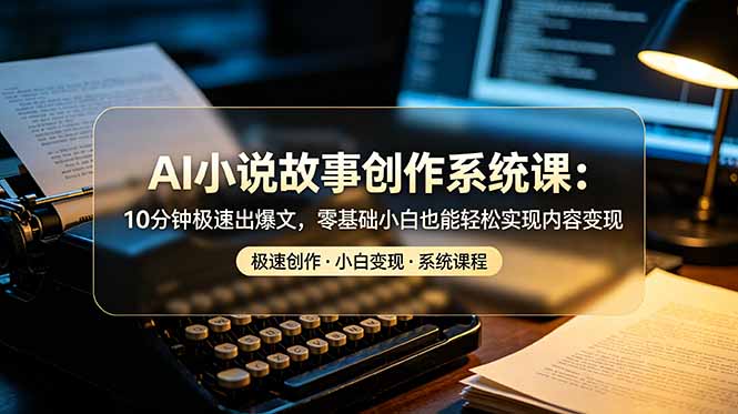 AI小说故事创作系统课：10分钟极速出爆文，零基础小白也能轻松实现内容变现-源创文化