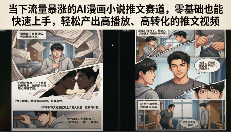 当下流量暴涨的AI漫画小说推文赛道，零基础也能快速上手，轻松产出高播放、高转化的推文视频-源创文化
