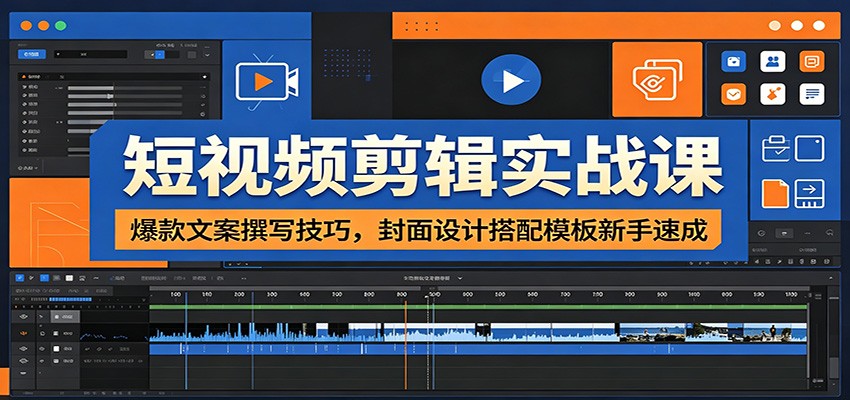 短视频剪辑实战课：爆款文案撰写技巧，封面设计搭配模板新手速成-源创文化