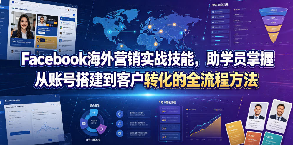 Facebook海外营销实战技能，助学员掌握从账号搭建到客户转化的全流程方法-源创文化