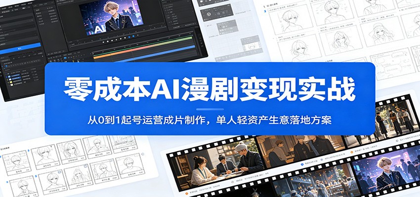 零成本AI漫剧变现实战：从0到1起号运营成片制作，单人轻资产生意落地方案-源创文化