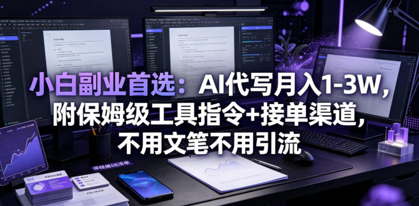 小白副业首选:AI代写月入1-3W,附保姆级工具指令+接单渠道,不用文笔不用引流【揭秘】-源创文化