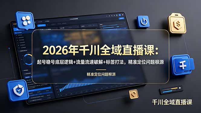 2026年千川全域直播课：起号稳号底层逻辑+流量流速破解+标签打法，精准定位问题根源-源创文化
