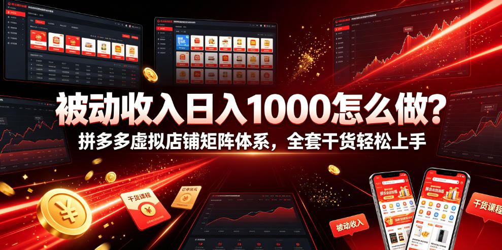 被动收入日入1000怎么做?拼多多虚拟店铺矩阵体系,全套干货轻松上手【揭秘】-源创文化