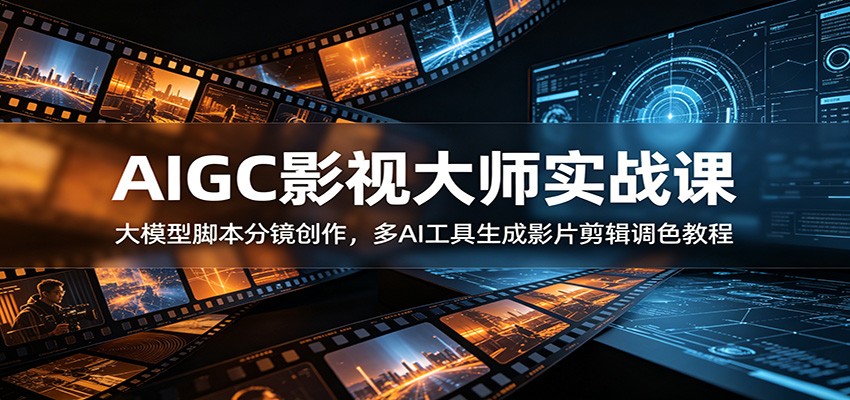 AIGC影视大师实战课：大模型脚本分镜创作，多AI工具生成影片剪辑调色教程-源创文化