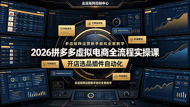 2026拼多多虚拟电商全流程实操课,开店选品插件自动化,多店矩阵运营新手避坑全套教学-源创文化