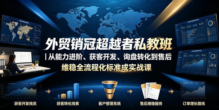 外贸销冠超越者私教班|从能力进阶、获客开发、询盘转化到售后维稳全流程标准化成交实战课-源创文化