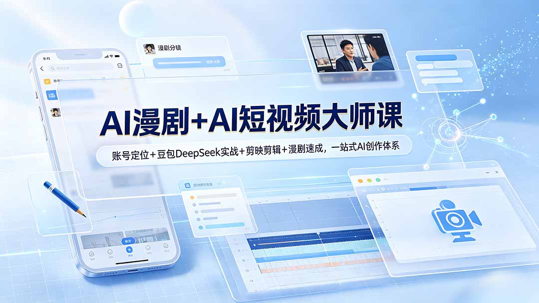 AI漫剧+AI短视频大师课：账号定位+豆包DeepSeek实战+剪映剪辑+漫剧速成，一站式AI创作体系-源创文化