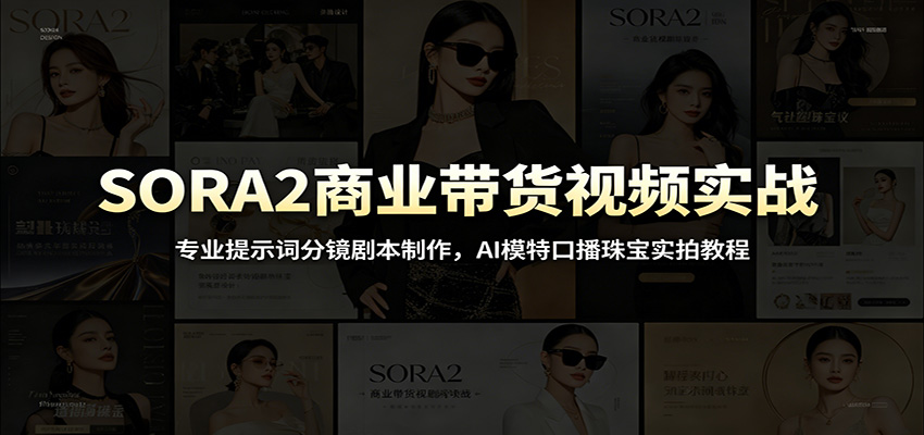 SORA2商业带货视频实战：专业提示词分镜剧本制作，AI模特口播珠宝实拍教程-源创文化