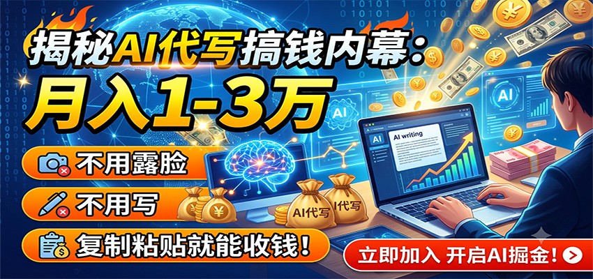揭秘AI代写搞钱内幕：月入1-3万，不用露脸不用写，复制粘贴就能收钱！-源创文化