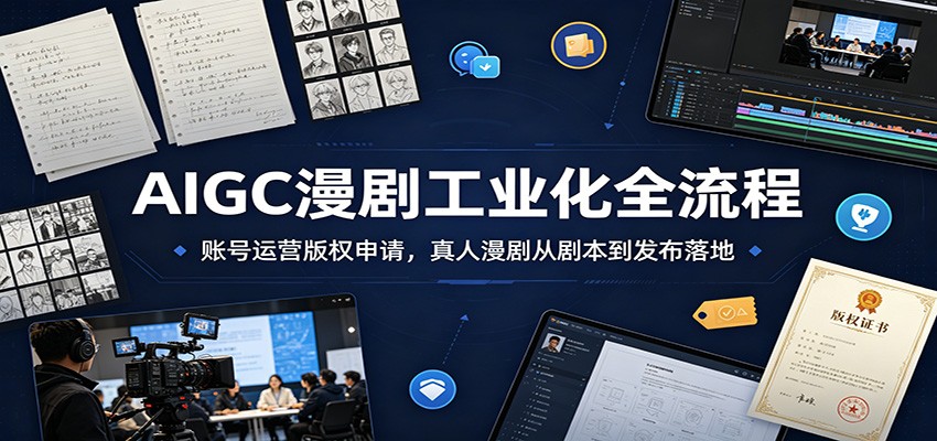 AIGC漫剧工业化全流程：账号运营版权申请，真人漫剧从剧本到发布落地-源创文化