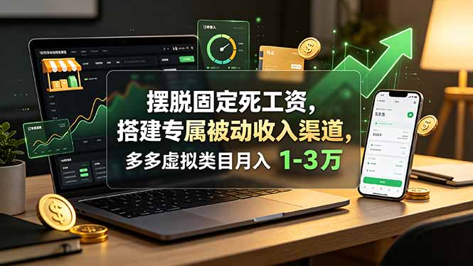 摆脱固定死工资，搭建专属被动收入渠道，多多虚拟类目月入 1-3 万-源创文化