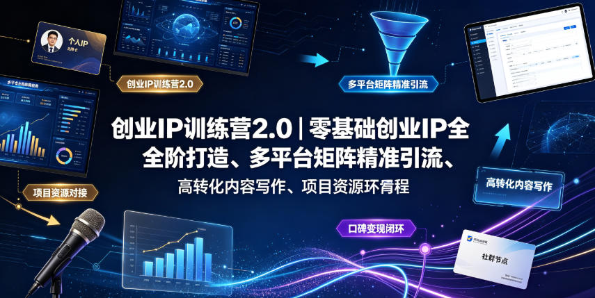 创业IP训练营2.0｜零基础创业IP全阶打造、多平台矩阵精准引流、高转化内容写作、项目资源对接与口碑变现闭环课程-源创文化