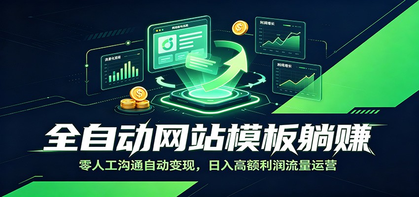 全自动网站模板躺赚：零人工沟通自动变现，日入高额利润流量运营-源创文化