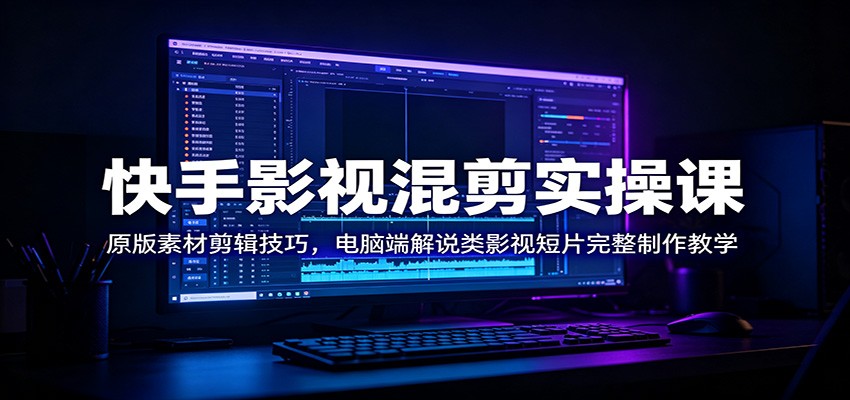 快手影视混剪实操课：原版素材剪辑技巧，电脑端解说类影视短片完整制作教学-源创文化