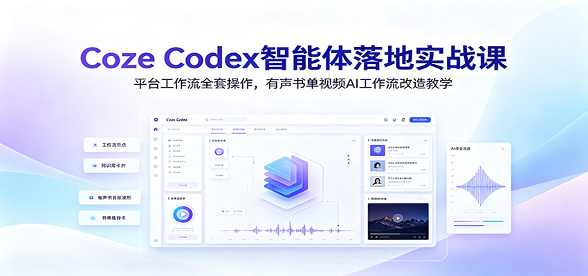 Coze Codex智能体落地实战课：平台工作流全套操作，有声书单视频AI工作流改造教学-源创文化