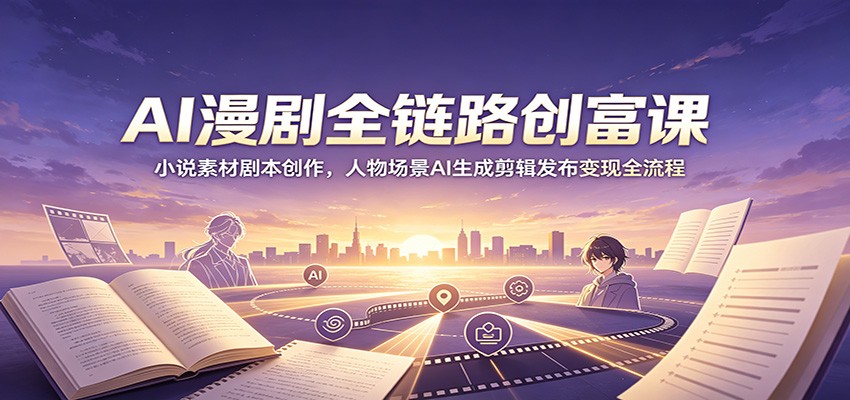 AI漫剧全链路创富课：小说素材剧本创作，人物场景AI生成剪辑发布变现全流程-源创文化