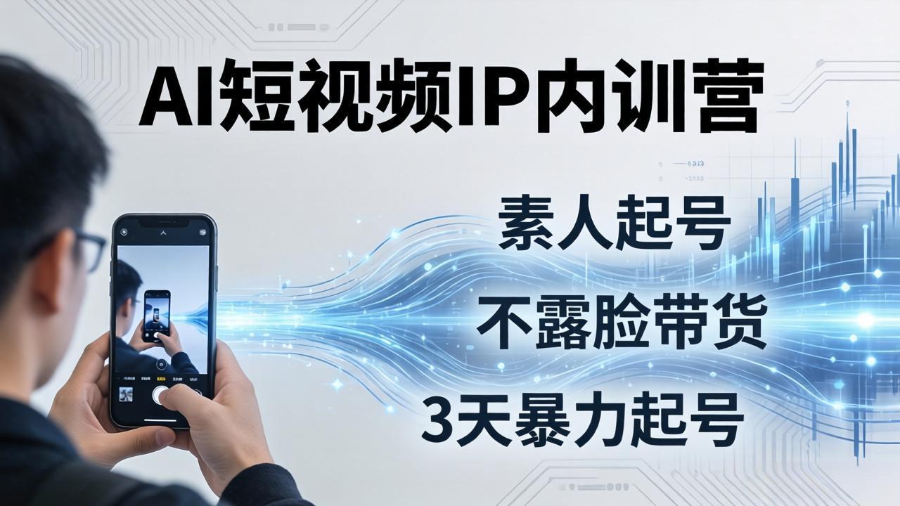 2026AI短视频IP内训营-更新：从素人起号到不露脸带货，3天暴力起号全流程拆解-源创文化
