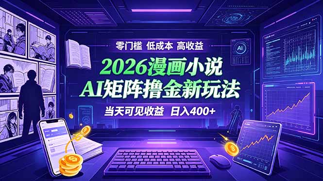爆款小说漫画大阅读    ai矩阵操作    当天可见收益  日入400+    零门槛    高收益-源创文化