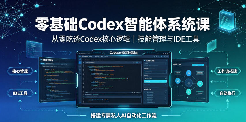 零基础Codex智能体系统课｜从零吃透Codex核心逻辑、技能管理与IDE工具，搭建专属私人AI自动化工作流-源创文化