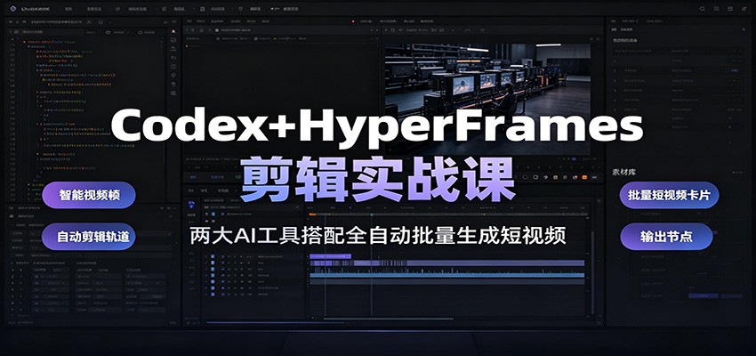 Codex+HyperFrames剪辑实战课：两大AI工具搭配全自动批量生成短视频-源创文化