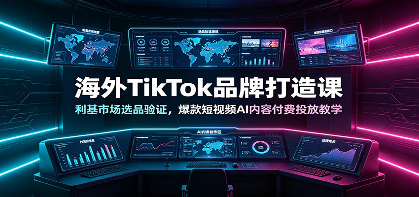 海外TikTok品牌打造课：利基市场选品验证，爆款短视频AI内容付费投放教学-源创文化