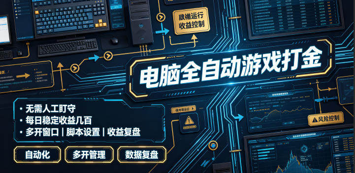 电脑全自动游戏打金，无需人工盯守，每日稳定收益几百！【揭秘】-源创文化