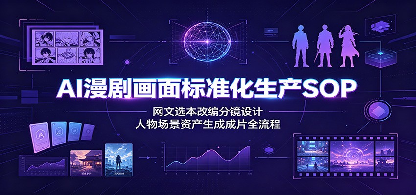 AI漫剧画面标准化生产SOP：网文选本改编分镜设计，人物场景资产生成成片全流程-源创文化