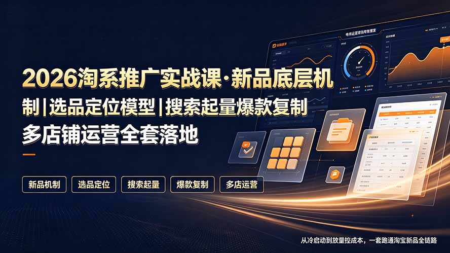 2026淘系推广实战课·新品底层机制｜选品定位模型｜搜索起量爆款复制多店铺运营全套落地教程-源创文化