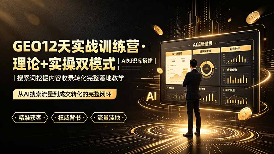 GEO12天实战训练营·理论+实操双模式｜AI知识库搭建｜搜索词挖掘内容收录转化完整落地教学-源创文化