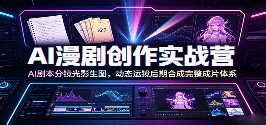 AI漫剧创作实战营：AI剧本分镜光影生图，动态运镜后期合成完整成片体系-源创文化