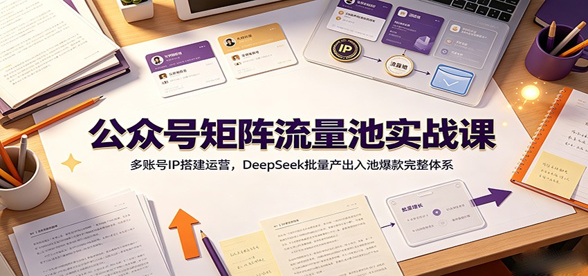 公众号矩阵流量池实战课：多账号IP搭建运营，DeepSeek批量产出入池爆款完整体系-源创文化