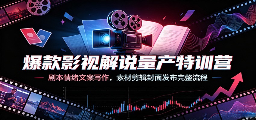 爆款影视解说量产特训营：剧本情绪文案写作，素材剪辑封面发布完整流程-源创文化