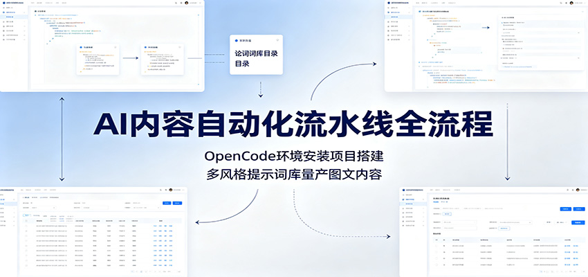 AI内容自动化流水线全流程：OpenCode环境安装项目搭建，多风格提示词库量产图文内容-源创文化