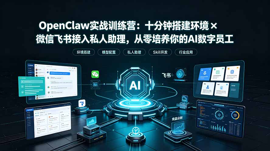 OpenClaw实战特训营：十分钟搭建环境×微信飞书接入私人助理，从零培养你的AI数字员工-源创文化