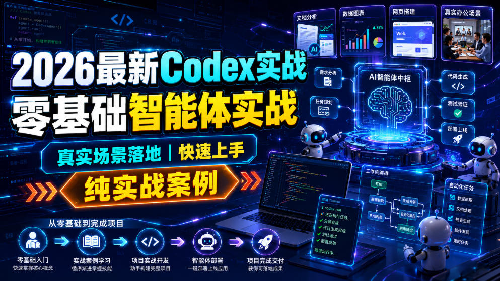 2026最新Codex实战零基础智能体实战，真实场景落地，快速上手，纯实战案例-源创文化
