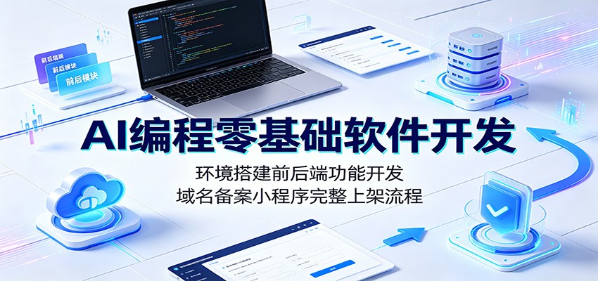 AI编程零基础软件开发：环境搭建前后端功能开发，域名备案小程序完整上架流程-源创文化