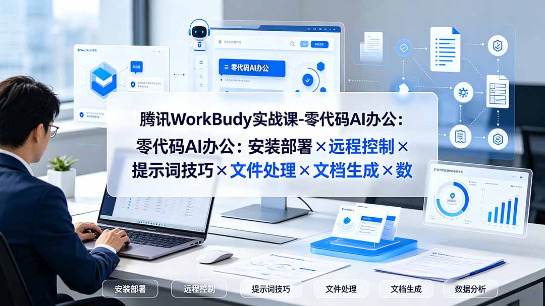 腾讯WorkBuddy实战课-零代码AI办公：安装部署×远程控制×提示词技巧×文件处理×文档生成×数据分析-源创文化