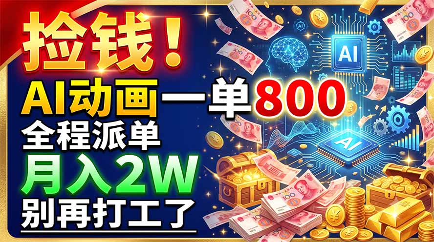 捡钱！AI动画一单800，全程派单，月入2W，别再打工了-源创文化
