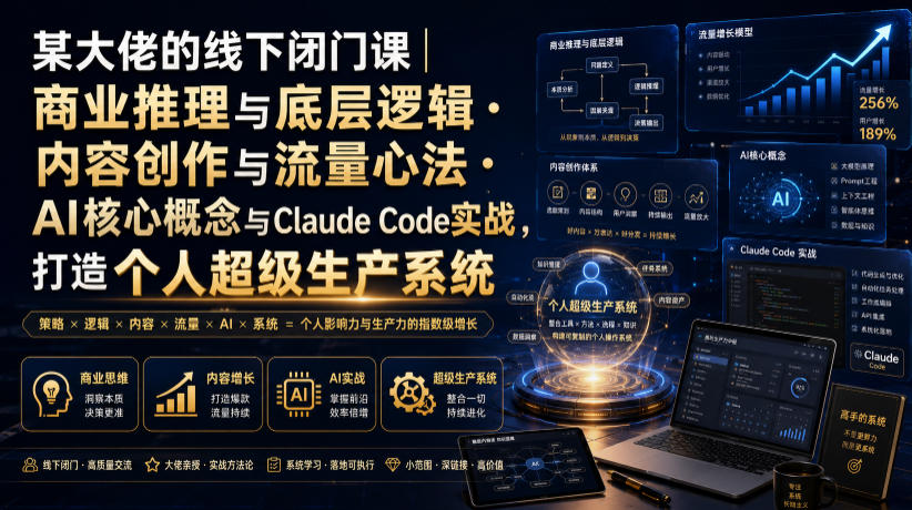 某大佬的线下闭门课|商业推理与底层逻辑・内容创作与流量心法・AI核心概念与Claude Code实战,打造个人超级生产系统【录音+图片】-源创文化