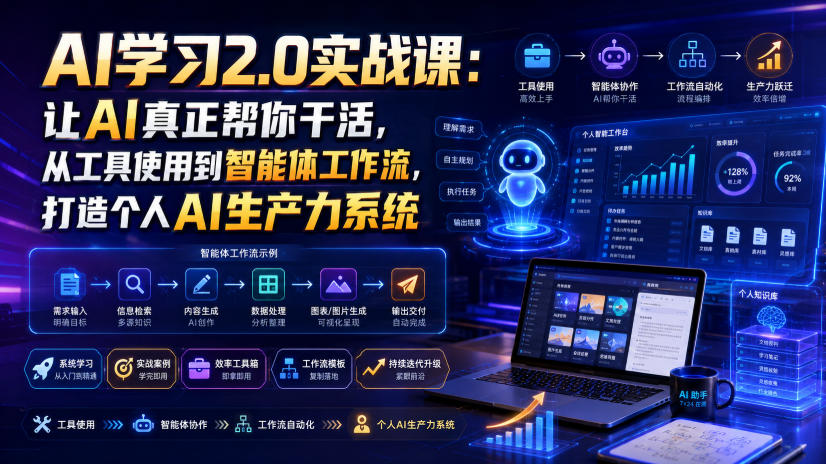 AI学习2.0实战课:让AI真正帮你干活,从工具使用到智能体工作流,打造个人AI生产力系统-源创文化